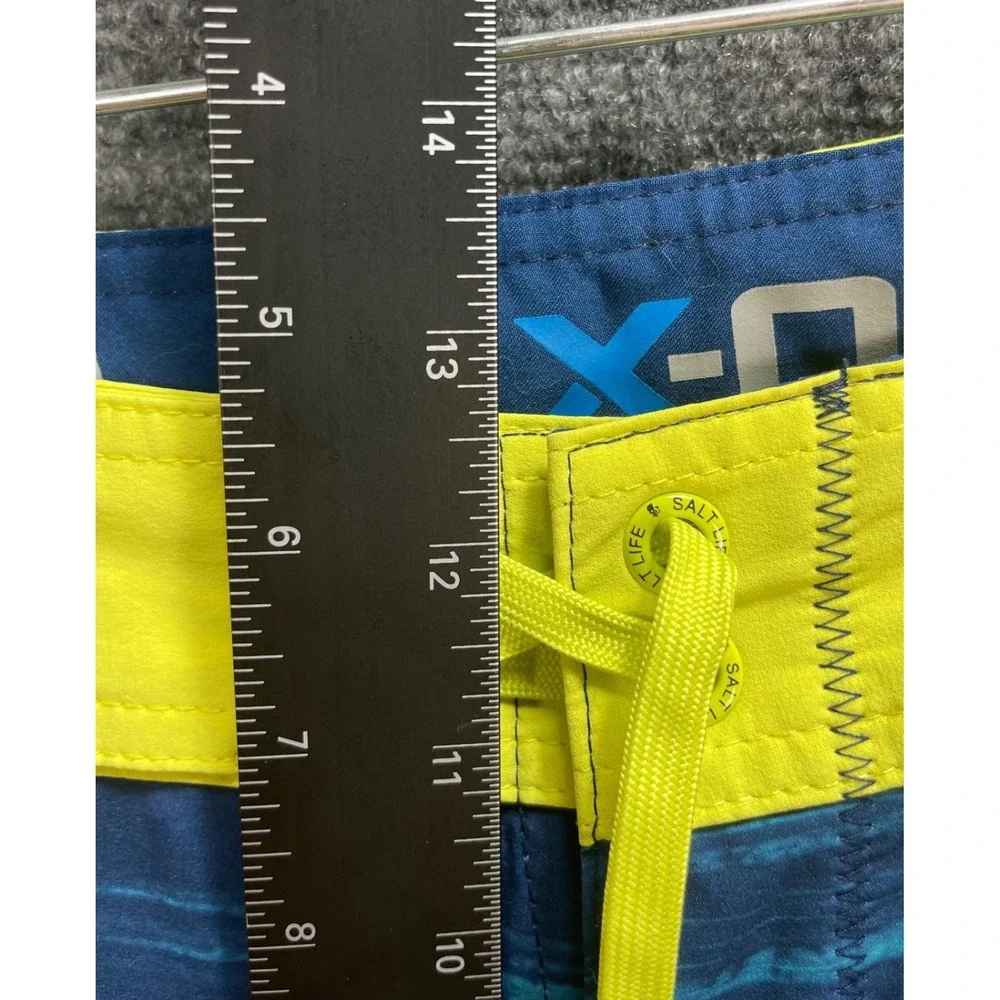 Salt Life Mens Board Shorts Sz 36 Blue Striped Swim Trunks SLX‎ QD Vapor Stretch